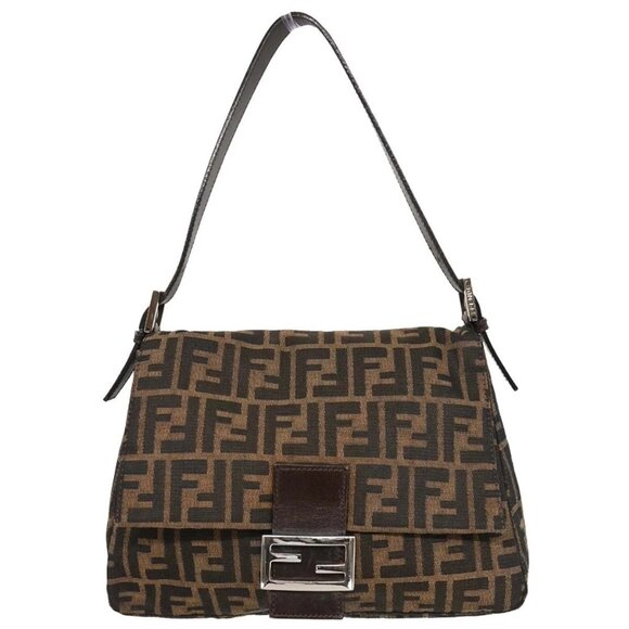 Fendi Brown Canvas Zucca Mamma Baguette Handbag - Picture 1 of 10